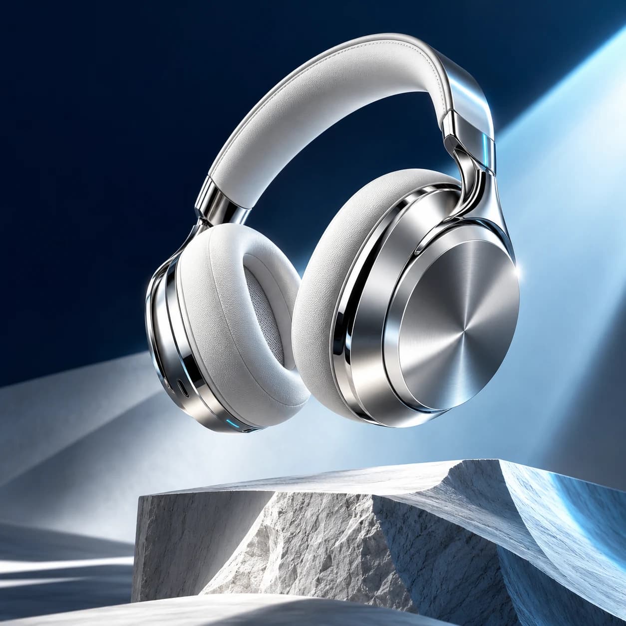 Complete silver over-ear headphones